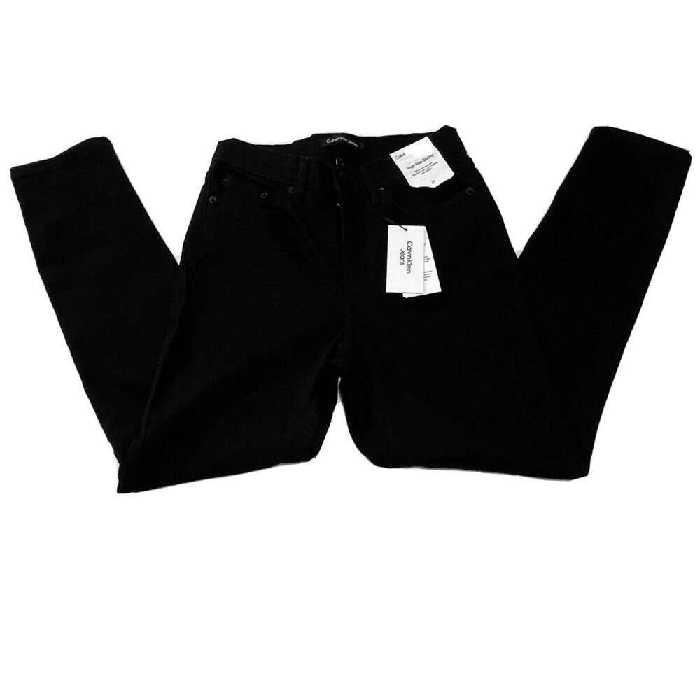 Calvin Klein Women's High Rise Skinny Fitted Leg Jeans Size 27 Black w Stretch - Picture 5 of 12